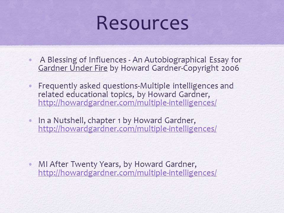 Gardner’s Theory on Seven Intelligences